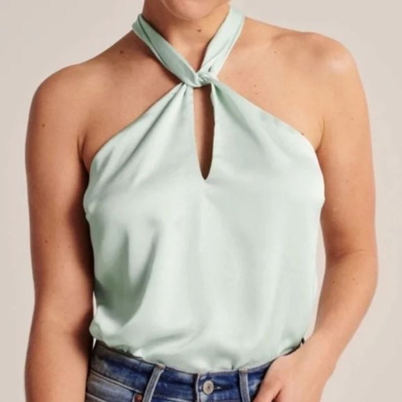 Abercrombie & Fitch Tops - Abercrombie Satin Halter Top Bodysuit **Champagne**